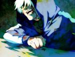  blood crawling fate/stay_night fate/zero fate_(series) hoodie male matou_kariya oui_lion solo white_hair 
