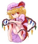  barefoot blonde_hair bloomers child flandre_scarlet lowres maman oekaki pixel_art red_eyes simple_background slit_pupils solo the_embodiment_of_scarlet_devil touhou wings 