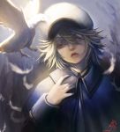  androgynous bandage bandages bird blonde_hair eyepatch hat male oliver_(vocaloid) sailor_hat solo vocaloid 