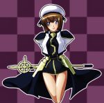  blue_eyes brown_hair esperanza_(wp) hat highres lyrical_nanoha mahou_shoujo_lyrical_nanoha mahou_shoujo_lyrical_nanoha_strikers schwertkreuz short_hair yagami_hayate 