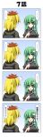  /\/\/\ 4koma alternate_costume comic flying_sweatdrops frog highres kochiya_sanae rapattu snake toramaru_shou touhou translated translation_request 