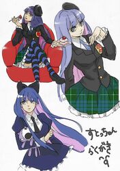  :t beret blazer cake crossed_legs den_(0nov25) food fruit hat honekoneko_(psg) legs_crossed long_hair necktie panty_&amp;_stocking_with_garterbelt sitting stocking_(psg) strawberry striped striped_legwear stuffed_animal stuffed_toy thighhighs 