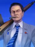  aso_taro asou_tarou battle_rifle cigar formal gun m14 manly mudazumo_naki_kaikaku mutsuki_(moonknives) necktie politician realistic rifle suit weapon 