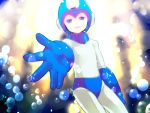  bubble light outstretched_arm outstretched_hand reaching rockman rockman_(character) rockman_(classic) smile underwater zakki 