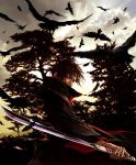  bird black_hair lily_(artist) male naruto red_eyes ring solo sword trees uchiha_itachi weapon 