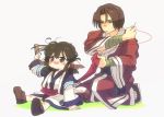  aruruw astsm benawi black_hair brown_eyes dog_ears hair_brush japanese_clothes long_hair messy_hair tail thread tokiwa_tsuneba utawareru_mono utawarerumono 