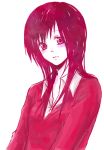  gradient long_hair mashita monochrome pink portrait simple_background smile solo sweater 