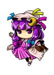  chibi hair_ribbon hat patchouli_knowledge purple_eyes purple_hair ribbon simple_background socha solo touhou transparent_background violet_eyes 