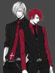 belt grey_eyes kaoru male necktie red_hair redhead umineko_no_naku_koro_ni ushiromiya_battler vest white_hair 