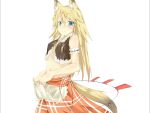  blonde_hair blue_eyes fox_ears fox_tail highres kitsune_(scaz) navel original solo tail 