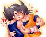  black_hair dragonball kiss male son_goku vegeta yaoi 