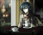  blue_hair himemiya_chikane kannazuki_no_miko long_hair nitro reflection scarf signature sweater 