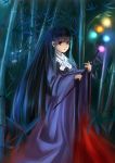  bamboo_forest black_hair branch forest glowing houraisan_kaguya jeweled_branch_of_hourai long_hair nature night red_eyes solo torinohito touhou wide_sleeves 