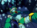  bubbleman closed_eyes robot rockman rockman_(classic) saw_blade underwater wound zakki 