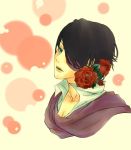  bad_id black_hair blue_eyes eyepatch flower gintama lowres male rose scarf shinsaku_takasugi solo takasugi_shinsuke 
