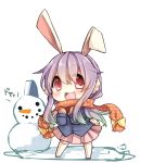  :3 :d animal_ears blush bow bunny_ears bunny_tail chibi earmuffs extra_ears hat jacket long_hair looking_at_viewer mittens open_mouth pleated_skirt purple_hair red_eyes reisen_udongein_inaba ribbon scarf shirt simple_background skirt smile snow snowman solo tail thigh-highs thighhighs touhou white_background white_legwear winter winter_clothes yuya_(night_lily) 
