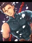  black_hair dutch_angle fate/stay_night fate/zero fate_(series) lancer_(fate/zero) letterboxed male mole polearm short_hair solo spear weapon yamapa25 yellow_eyes 