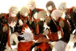  black_hair blonde_hair blood braid brown_hair cater_(fft-0) cinque_(fft-0) closed_eyes deuce_(fft-0) eight_(fft-0) everyone eyes_closed final_fantasy final_fantasy_type-0 glasses green_hair jack_(fft-0) jacket king_(fft-0) nine_(fft-0) ponytail queen_(fft-0) seven_(fft-0) sice_(fft-0) silver_hair skirt suou trey_(fft-0) yellow_eyes 