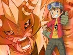  agnimon brown_hair digimon digimon_frontier japanooga_packs kanbara_takuya lilo_and_goku_jetix michael_reisz oospy_bear oospy_takuya red_eyes 