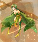  blue_eyes breasts cape circlet cleavage detached_sleeves final_fantasy final_fantasy_iv green_hair rkp rydia smile solo 