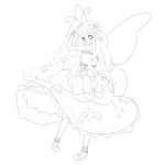  bad_id butterfly_hair_ornament butterfly_wings hair_ornament highres lineart long_hair monochrome original solo tama_(nezumi) wings 