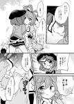  beret comic eromame fang hair_rings hair_stick hat jiangshi kaku_seiga miyako_yoshika monochrome multiple_girls ofuda open_mouth shawl star touhou translated vest 