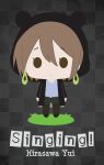  animal_ears artist_request checkered checkered_background chibi earrings flat_color hirasawa_yui hood hoodie jewelry k-on! k-on!_movie singing! solo standing 