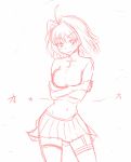  ahoge arcueid_brunestud breasts cosplay cross crossed_arms drawfag fate/extra fate/stay_night fate_(series) garter_straps lineart midriff miniskirt navel short_hair sketch skirt solo thigh-highs thighhighs tohsaka_rin tohsaka_rin_(cosplay) toosaka_rin toosaka_rin_(cosplay) tsukihime 
