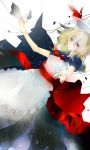  apron aymmogh bad_id blonde_hair blue_eyes dress hat hat_removed headwear_removed kana_anaberal long_hair sash solo touhou touhou_(pc-98) 