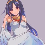  1girl black_hair blue_eyes breasts cleavage dress egyptian isis_(p&amp;d) long_hair nove_(legge) puzzle_&amp;_dragons solo 