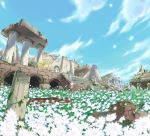  blue_sky cloud flower grass ibui_matsumoto jirachi landscape nature ninetales no_humans poke_ball pokemon pokemon_(creature) pokemon_(game) ruins sky stone sword weapon 