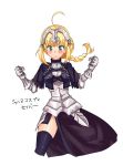  ahoge armor armored_dress blonde_hair blush braid cosplay cropped_legs dress fate/apocrypha fate/stay_night fate/zero fate_(series) gauntlets green_eyes headpiece jeanne_d&#039;arc_(fate/apocrypha) jeanne_d&#039;arc_(fate/apocrypha)_(cosplay) jeanne_d'arc_(fate/apocrypha) jeanne_d'arc_(fate/apocrypha)_(cosplay) long_hair look-alike maccyman ruler_(fate/apocrypha) saber simple_background solo thigh-highs thighhighs white_background 