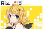  blonde_hair blue_eyes bow braid hair_bow hair_ornament hairclip kagamine_rin school_uniform short_hair solo star tamura_hiro vocaloid 