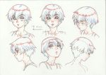  character_sheet closed_eyes collarbone color_trace eyes_closed male natsuyasumi. official_art po-ju production_art short_hair solo translation_request yuu_(natsuyasumi.) 