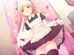  blonde blonde_hair bowes coffee-kizoku cure_girl curtsey dress_lift game_cg long_hair maid panties petticoat solo thigh_high white_panties yellow_eyes 