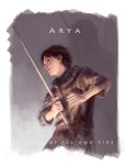  a_song_of_ice_and_fire androgynous arya_stark brown_eyes brown_hair character_name female pukun reverse_trap shadow short_hair solo sword title_drop tomboy weapon 