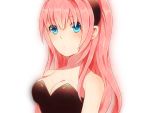  achiki aqua_eyes bad_id bare_shoulders blue_eyes breasts bust cleavage face hairband long_hair megurine_luka pink_hair portrait puntiki solo vocaloid 