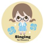  alternate_hairstyle artist_request bespectacled blue_dress blue_rose braid chibi dress flat_color flower glasses hirasawa_yui k-on! k-on!_movie rose singing! solo standing twin_braids 