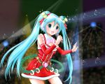  aqua_eyes aqua_hair christmas dress earmuffs hatsune_miku headphones long_hair tsukino_miyu twintails vocaloid 