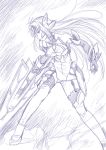  breasts garter_straps gloves kos-mos large_breasts legs long_hair long_legs misnon_the_great monochrome sketch solo thighs under_boob underboob xenosaga xenosaga_episode_iii 