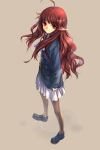  ahoge coat copyright_request elf highres hitomaru jacket long_hair pantyhose pointed_ears pointy_ears red_eyes red_hair redhead skirt smile solo very_long_hair wavy_hair 