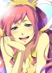  :d bare_shoulders blue_eyes blush breasts cleavage female giantess hand_on_own_cheek long_hair mermaid monster_girl morphine_(sugar) one_piece open_mouth pink_hair shirahoshi smile solo teeth 