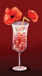  finished flower glass gradient gradient_background no_humans original park_soyoung petals poppy_(flower) red red_background still_life straw 