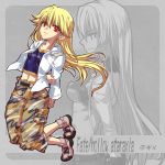  arai_kuma blonde_hair camouflage child_gilgamesh fate/hollow_ataraxia fate/stay_night fate_(series) genderswap gilgamesh gilgamesh-ko jacket long_hair red_eyes shoes sneakers solo woodland_pattern 