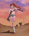  bikini_top boots breasts cleavage cloud.k fingerless_gloves gloves gun gurren hair_ornament highres lagann long_hair ponytail red_hair redhead scarf short_shorts shorts simon skull_hair_ornament studded_belt tengen_toppa_gurren_lagann thigh-highs thighhighs weapon yellow_eyes yoko_littner 