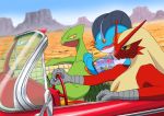  background blaziken car magazine mountain no_humans pokemon pokemon_rse pokemon_ruby_and_sapphire sceptile swampert 