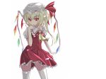  blonde_hair flandre_scarlet hat short_hair supertie thigh-highs thighhighs touhou white wings 