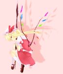  bat_wings blonde_hair flandre_scarlet hat kurokuro laevatein long_hair red_eyes side_ponytail skirt smile solo the_embodiment_of_scarlet_devil touhou wings 