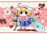  alice_margatroid animal_ears blonde_hair blue_eyes cat_ears cat_tail chibi fish flower hairband solo tail touhou white-brown 