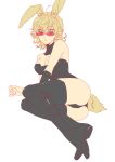  animal_ears ass barnaby_brooks_jr blonde_hair breasts bunny_ears bunny_tail cleavage genderswap glasses green_eyes large_breasts rose_tented_glasses shiramatsu solo tail thigh-highs thighhighs tiger_&amp;_bunny 